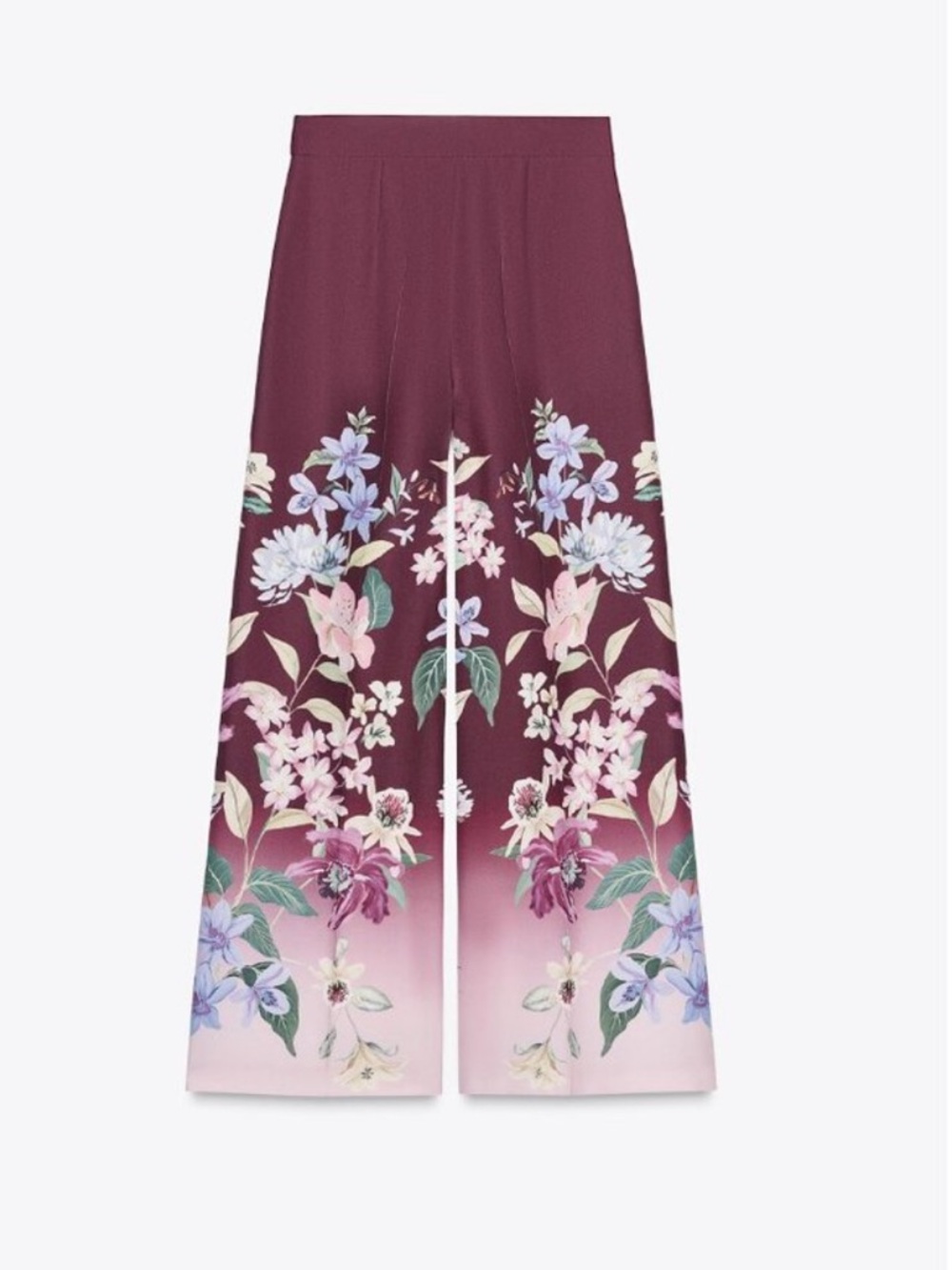 ZARA FLORAL PRINT WIDE-LEG TROUSERS XS